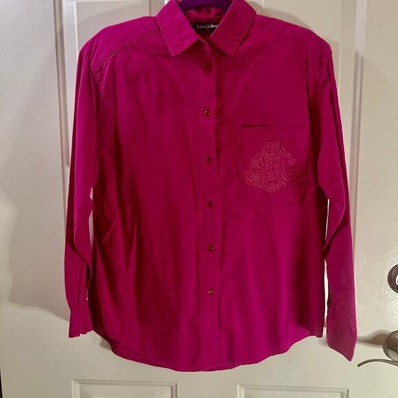 Ashleigh Morgan Tops - Vintage Ashleigh Morgan SZ M 100% Cotton Pink Button Down Shirt